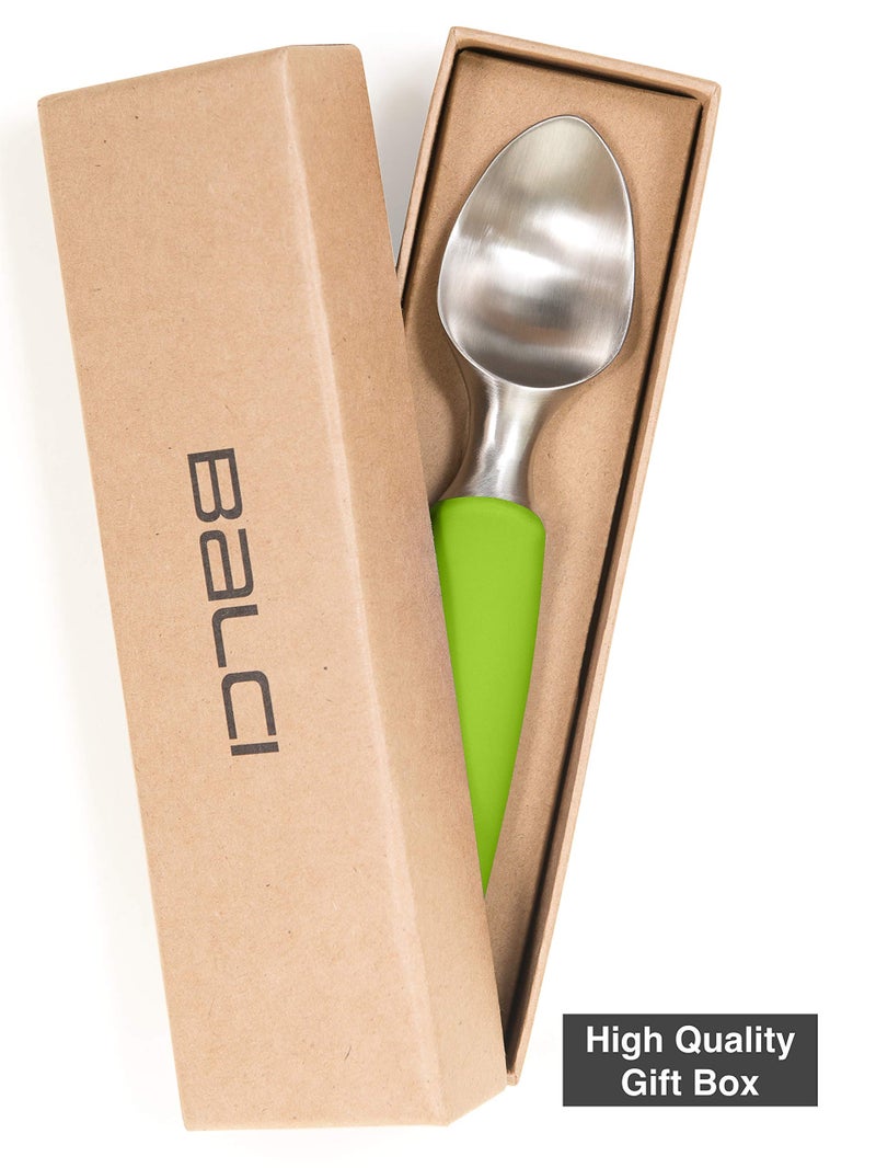 BALCI Ice Cream Scoop - Heavy Duty Stainless Steel Icecream Scooper With Non-Slip Rubber Grip - Professional Metal Ice-Cream Spade - Dishwasher Safe â€“ Green - Image 2